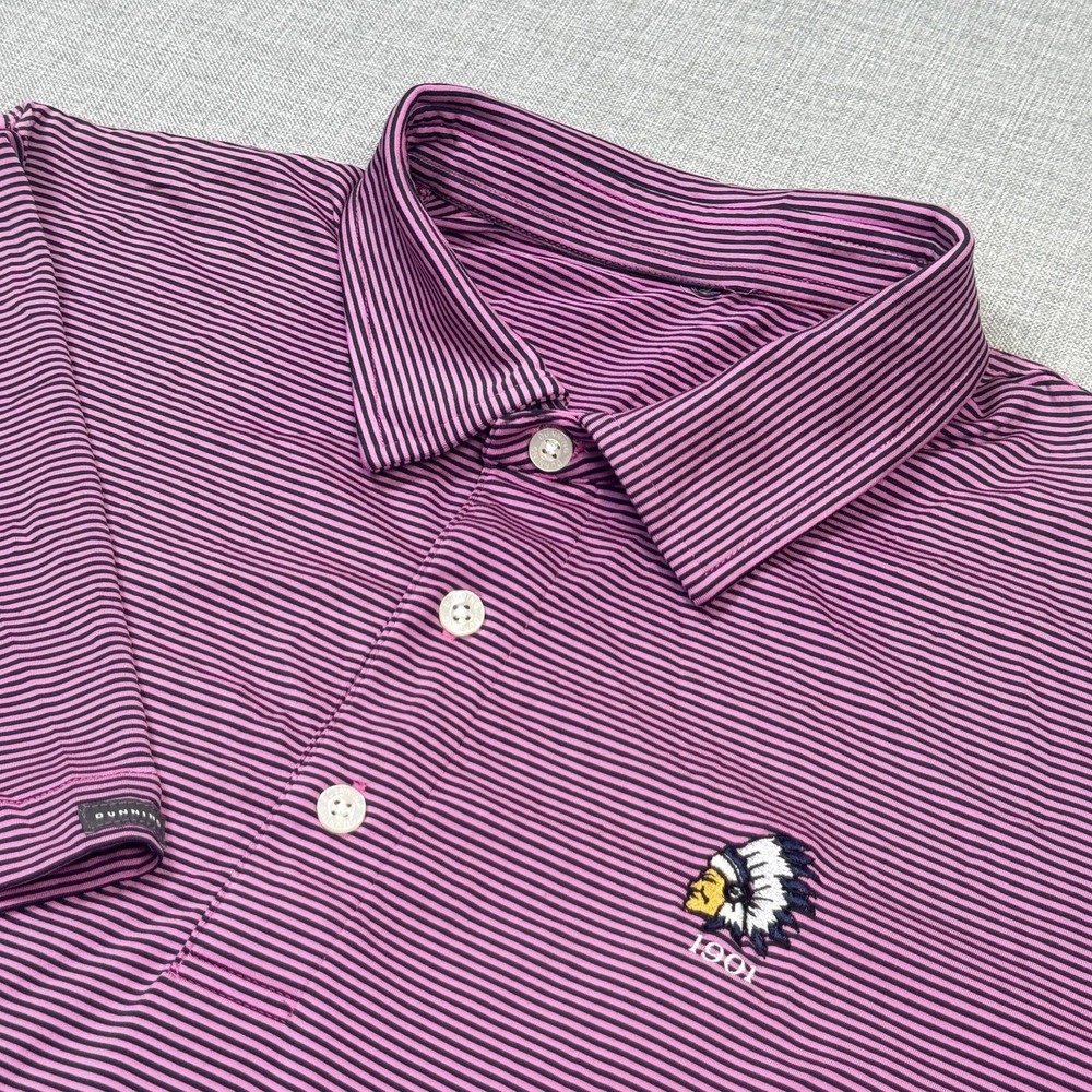 Dunning Siwanoy Country Club Golf Polo Shirt Mens Medium Pink Blue Striped